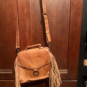 Brown Leather Fringe Crossbody Bag